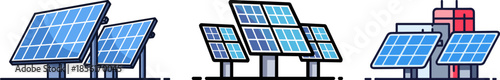 Multiple solar panels on a transparent background