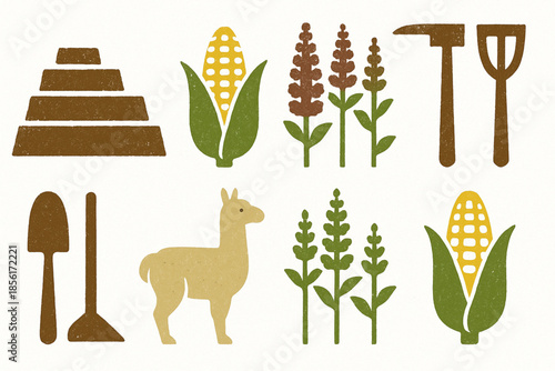 Andean agricultural vector icons minimal