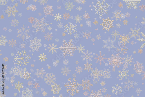 Pale smooth golden Christmas New Year Winter snowflakes