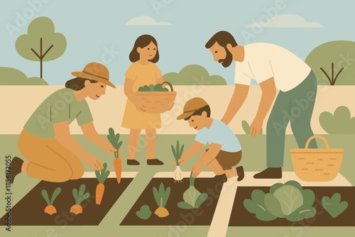 Vector flat illustration icon no numbers soft emojis family captions gardening modern