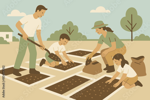 Harmony vector punctuation off blue garden no icon numbers family geometric style