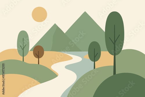 Icon sand modern full vector geometric warm landscape flat no mountain