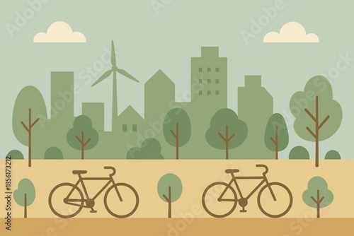 Earth minimalist chinese letters icon green any skyline blue vector modern no