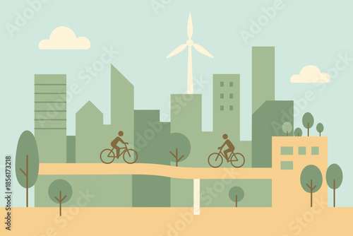 Cityscape soft paths minimal numbers eco style emojis friendly icon vector captions