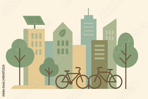 Text no numbers icon marks modern warm full cityscape vector eco negative