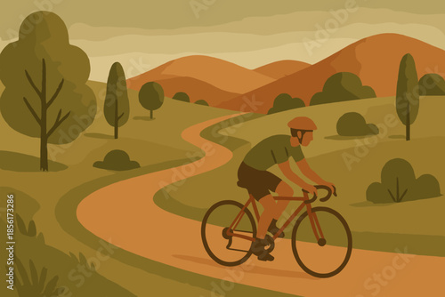 Icon winding commute vector warm no background texture hilly text countryside negative