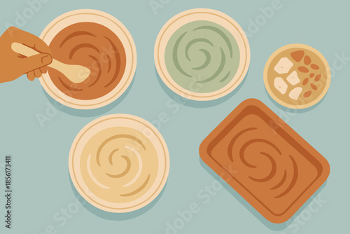 No vector natural letters look soap flat icon bowls diy labels texture