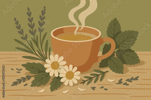 Letters flat scene vector terracotta icon organic numbers no sand tea herbal