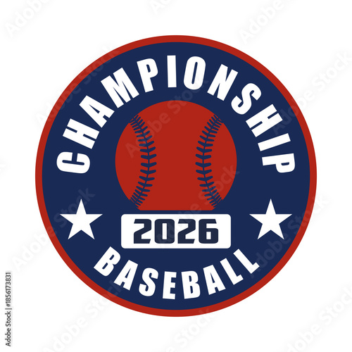 Championship Baseball 2026 Circular Badge Logo Illustration for Sports Event, Tournament Branding, Team Merchandise and Fan Design