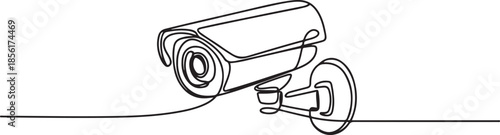 Single continuous line drawing of CCTV to monitor traffic movements and improve security systems. one line Art icon drawing