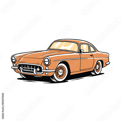 Orange Vintage Sports Car Classic Illustration