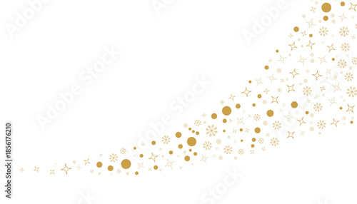 Golden glitter particle trail with sparkling dust and magic light effect, vector