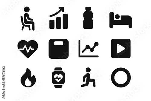Thickness block fitness digital forms wearable alignment equal coaching vector icon effects