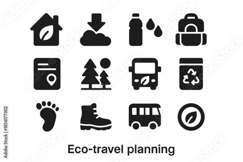 Lodging nature icons consistent tile no transparency icon eco travel vector space