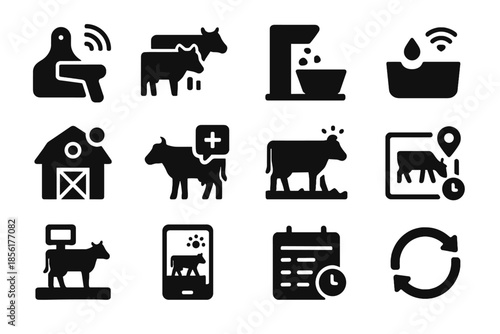 Space tracker vector strokes livestock icon farming shapes invisible modern smart white