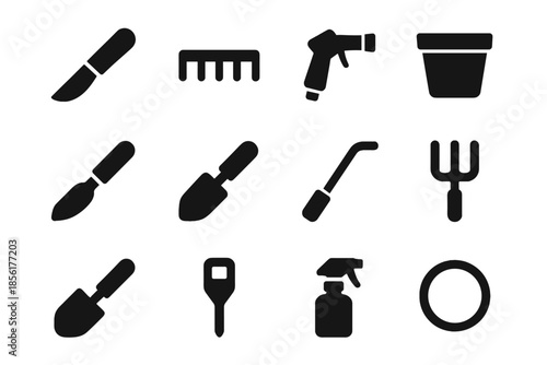 Structure gardening icons inside no urban negative shading background nozzle icon wand