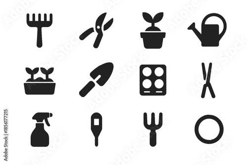 Space no set seed block equal icons gardening tester vector icon urban