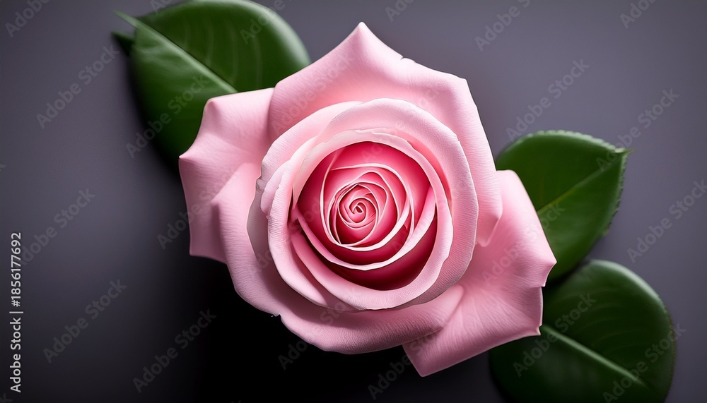 Fototapeta premium single full blooming pink rose top down view