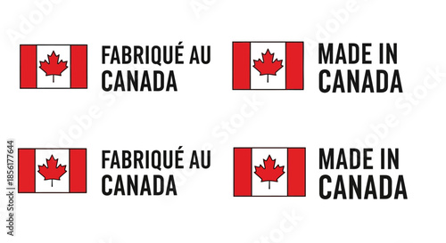 Canadian made product labels with flags.
