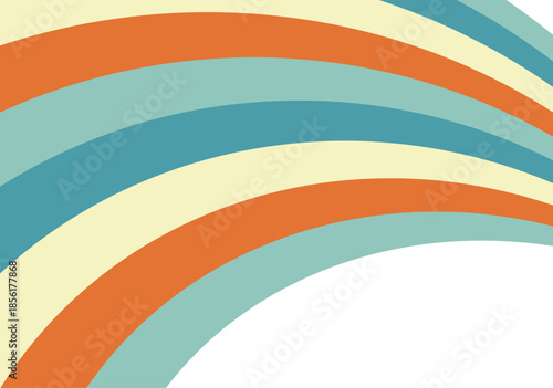 Fondo decorativo con franjas curvas de colores pastel en tonos naranja turquesa y crema