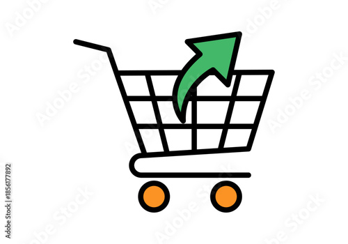 Carrito de la compra con flecha verde