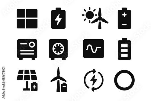 Charge gradients icons outlines thickness renewable vector battery tile optional energy icon