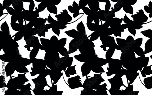 Print. Vector illustration Seamless botanical pattern with flower silhouettes in vector for textiles for women