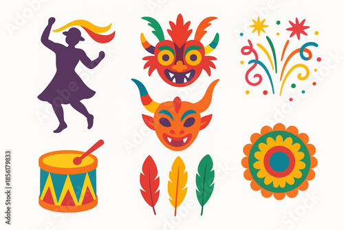 Bolivian celebrations and festivals vector icons festive style