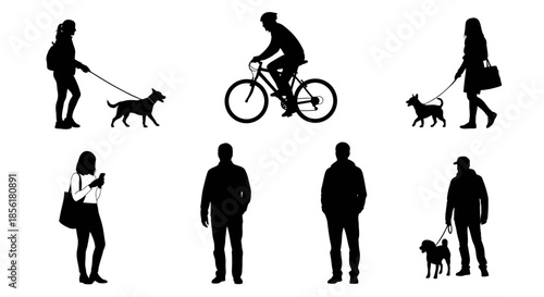 Silhouettes of a multi-generational family group with an elderly man and child, alongside a nuclear family with parents and two children.