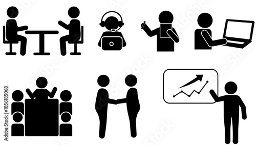 ビジネスシーンを表すピクトグラムイラストセット