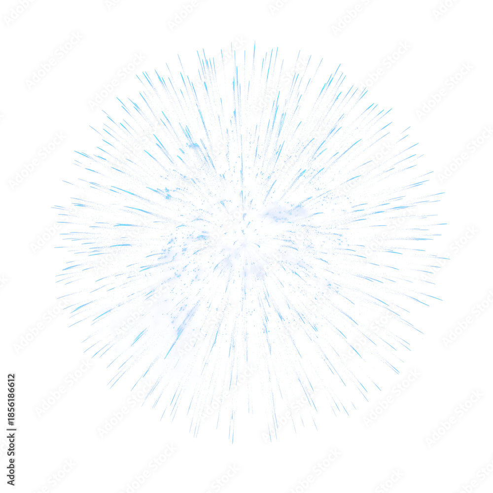 Obraz premium Blue glowing particle firework burst isolated on transparent background