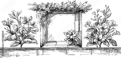 Vintage floral mosaic tile designs: hand drawn engravings for decorative inspiration