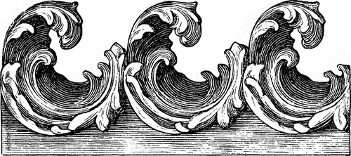 Vintage engraved illustration of repeating wave patterns for design and decoration