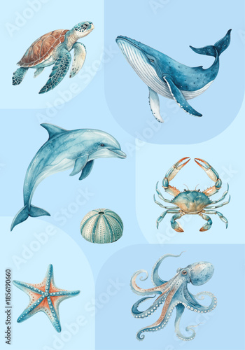 Oceanic treasures and mermaid mystical artifacts vertical banners