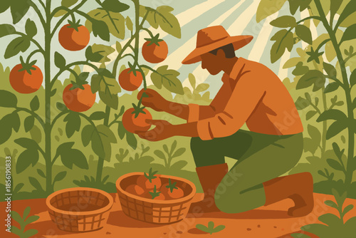 Harvest icon numbers through ripe vector organic tomato blue textured using handmade