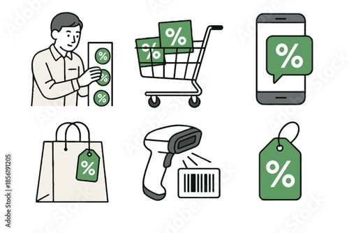 White minimal icon atmosphere vector sale shopping illustrations store seasonal signs notification