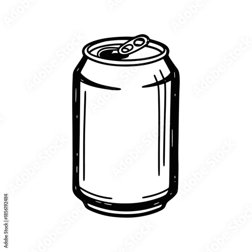 Simple black and white illustration of an open soda can.