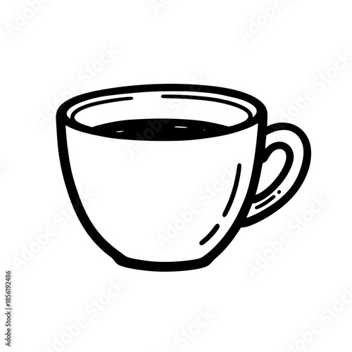Simple black and white illustration of a coffee cup.