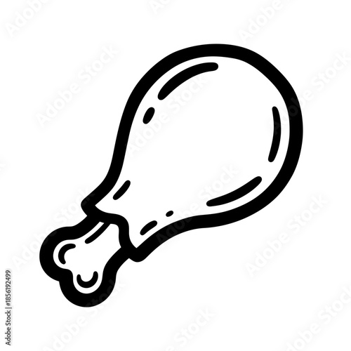 Simple black and white illustration of a chicken leg.