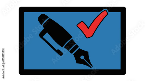 tablet computer with check mark