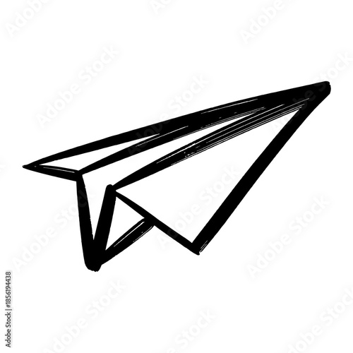 Hand drawn paper plane doodle icon, isolated vector illustration.