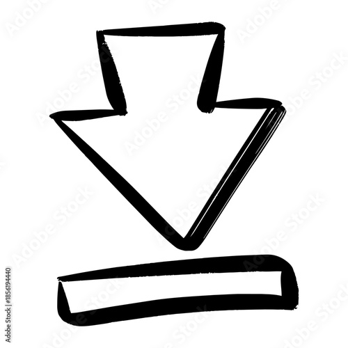 Hand drawn download icon doodle illustration isolated on white background.