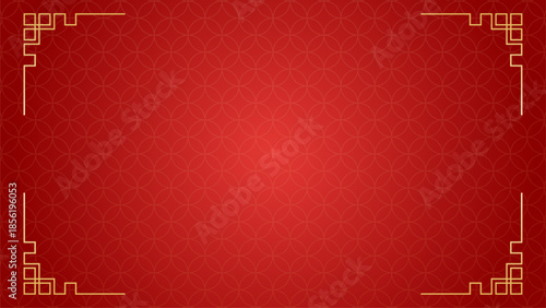 Rectangle gold frame ornament with red background pattern chinese ornament for greeting cards chinese lunar new year, banner, poster, and invitation wedding ethnic asians and place for text