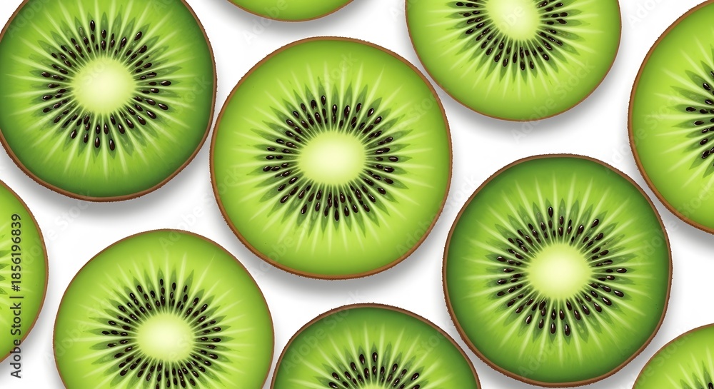 Fototapeta premium Fresh Green Kiwi Fruit Slice Pattern