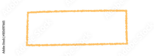Orange chalk rectangle border frame forms a clean box with contour edges. Banner textbox stands as a quote box on white background, making modern template for graphic or card design.