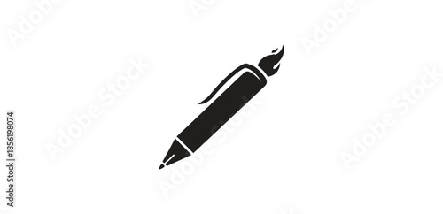 A black pen with a sleek design on a white background