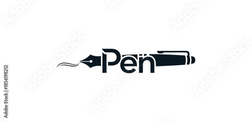 Pen logo with ink flow design
