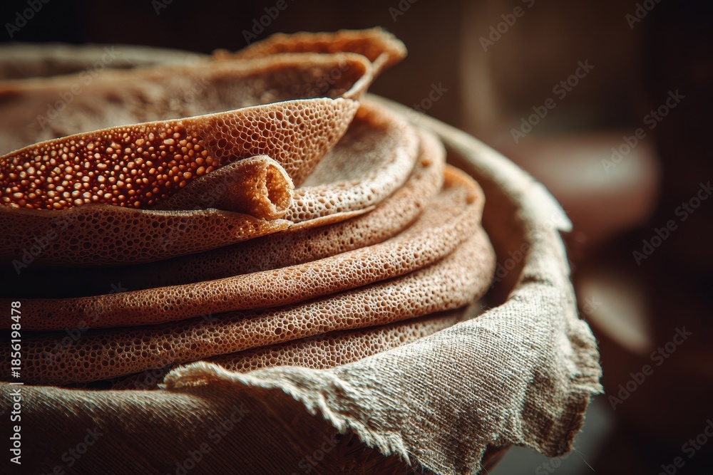 custom made wallpaper toronto digitalHeaping Stack of Ethiopian Injera Bread Served in Foam Container for a Delicious Breakfast or Lunch
