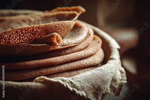 Wallpaper Mural Heaping Stack of Ethiopian Injera Bread Served in Foam Container for a Delicious Breakfast or Lunch Torontodigital.ca