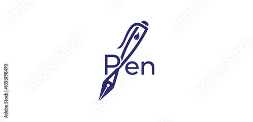 A stylized pen logo with the word pen on a white background
